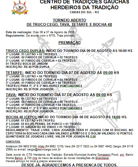 Inscrições abertas para segunda edição do Torneio de Truco Cego